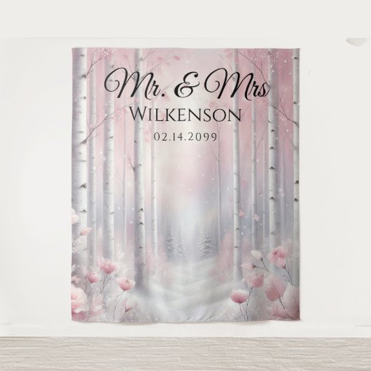 Frosted Petals in a Winter Woodland Wedding  Wandteppich (Vorderseite)