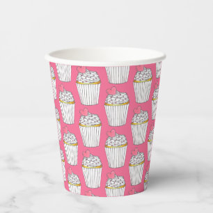 Frosted Pink Heart Cupcake Streusel Dessert Liebe Pappbecher