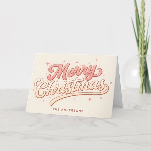 Frosted Pink Script Frohe Weihnachten (Vorderseite)