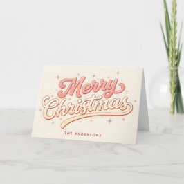 Frosted Pink Script Merry Christmas Feiertagskarte