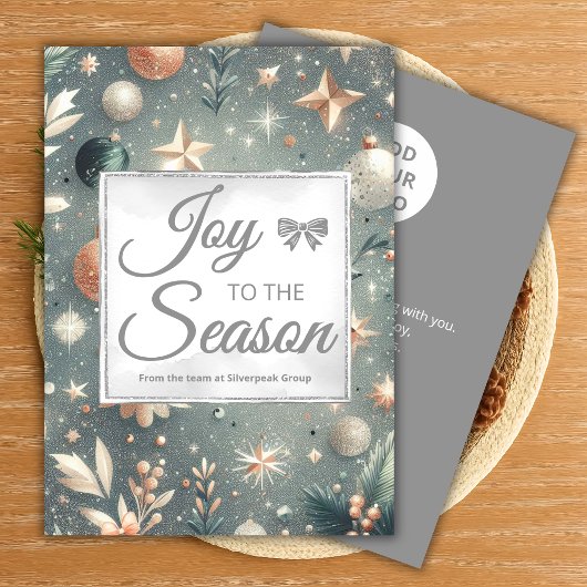 Frosted Silver Script Holiday Card Feiertagskarte