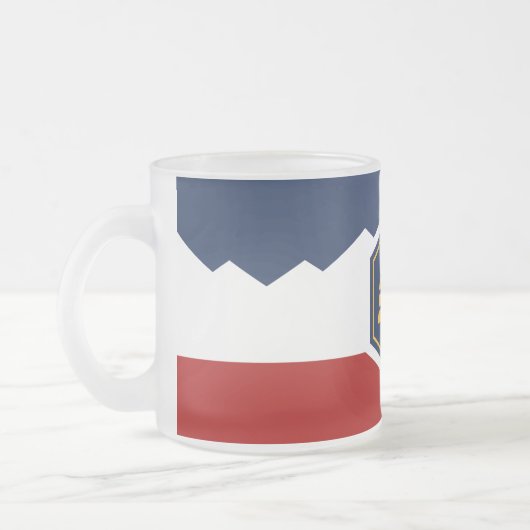 Frosted small glass mug with flag of Utah, USA Mattglastasse (Links)