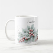 Frosted Winter Berry and Spruce Botanical Holiday  Kaffeetasse (Links)
