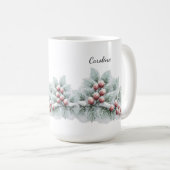 Frosted Winter Berry and Spruce Botanical Holiday  Kaffeetasse (VorderseiteRechts)
