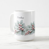 Frosted Winter Berry and Spruce Botanical Holiday  Kaffeetasse (Vorderseite Links)