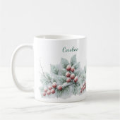 Frosted Winter Berry and Spruce Botanical Holiday Kaffeetasse (Links)