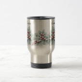 Frosted Winter Berry and Spruce Botanical Holiday  Reisebecher (Mittel)