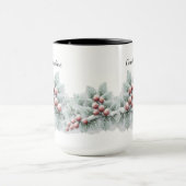 Frosted Winter Berry and Spruce Botanical Holiday  Tasse (Zentrum)