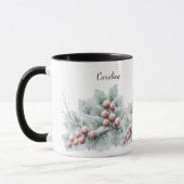 Frosted Winter Berry and Spruce Botanical Holiday  Tasse (Links)