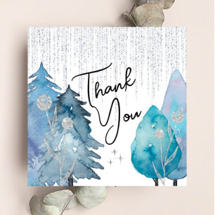 Frosted Winter - Silver- Bridal Thank You Card Dankeskarte