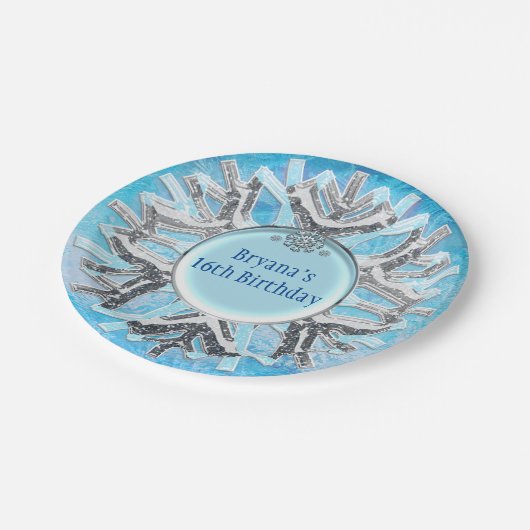 Frostes Eiswinterwunder Wunderland Grosses Party Pappteller (Schrägansicht)