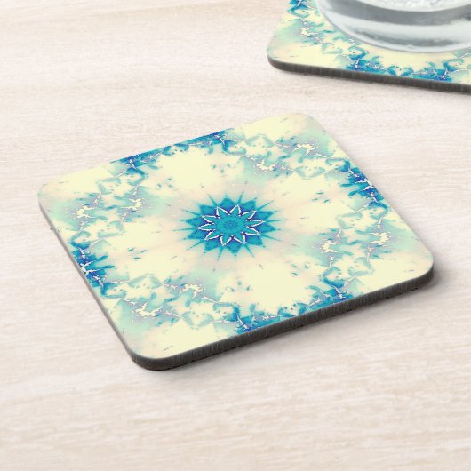 Frostes Wasser Frostig Blaue Winterschneeflocke Getränkeuntersetzer (Linke Seite)