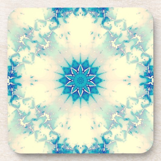 Frostes Wasser Frostig Blaue Winterschneeflocke Getränkeuntersetzer (Vorderseite)