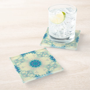 Frostes Wasser Frostig Blaue Winterschneeflocke Glasuntersetzer