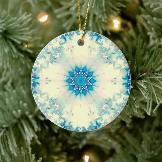 Frostes Wasser Frostig Blaue Winterschneeflocke Keramik Ornament (Baum)