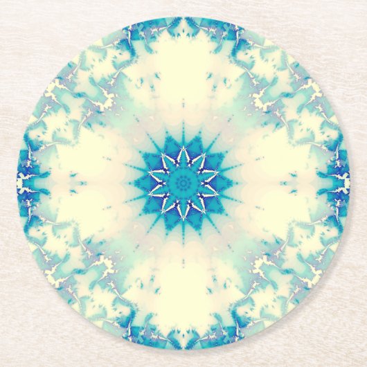 Frostes Wasser Frostig Blaue Winterschneeflocke Runder Pappuntersetzer (Vorderseite)