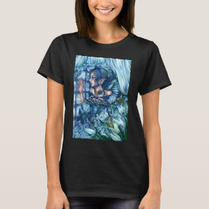 Frostfeenmädchens Blick auf einen saphirnen Winter T-Shirt