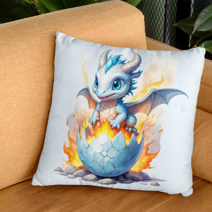 Frostfire-Hatchling Blauer Drache Fantasy  Kissen