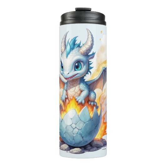 Frostfire-Hatchling Blauer Drache Thermosbecher (Vorderseite)