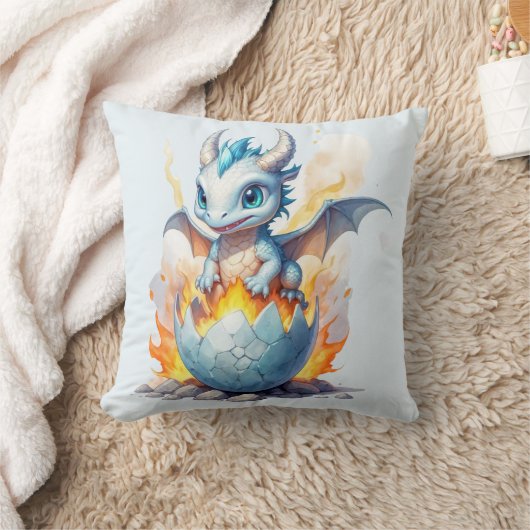 Frostfire Hatchling Blue Dragon Fantasy Kissen (Decke)