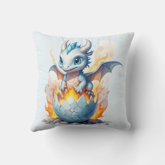 Frostfire Hatchling Blue Dragon Fantasy Kissen (Rückseite)