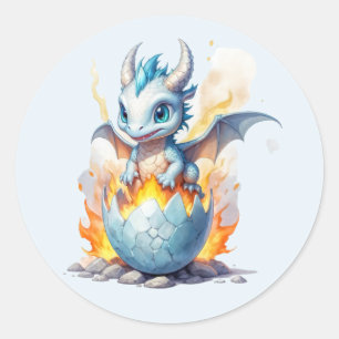 Frostfire Hatchling Blue Dragon Runder Aufkleber