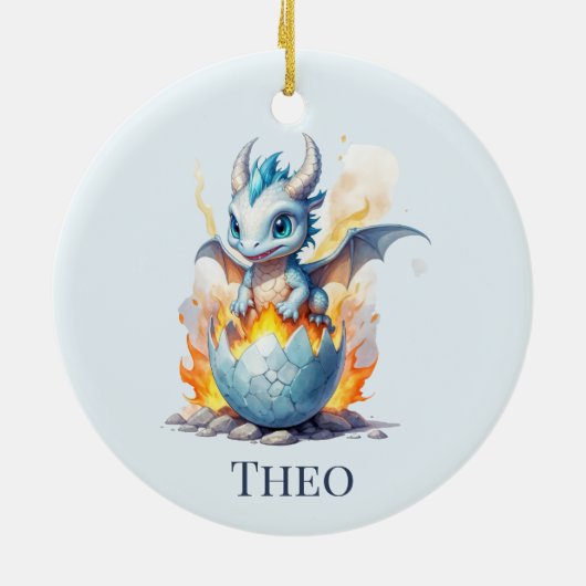 Frostfire Hatchling Personalisiert Dragon Keramik Ornament (Hinten)