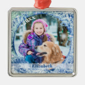 Frostgefrorenes Foto Personalisiert Silbernes Ornament (Vorne)