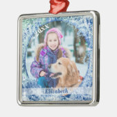 Frostgefrorenes Foto Personalisiert Silbernes Ornament (Links)