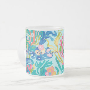 Frostierter Glasbecher in stilvoller Grafik Mattglastasse