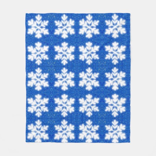 Frostig blaue Nordpol-Schneeflocken | funkelnder S Fleecedecke (Vorderseite)