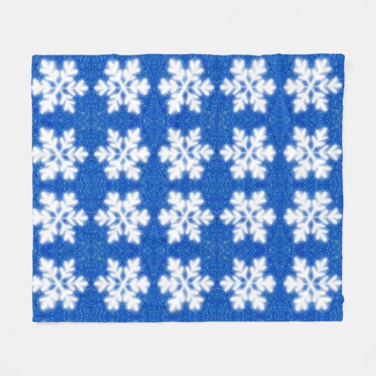Frostig blaue Nordpol-Schneeflocken | funkelnder S Fleecedecke (Vorderseite (Horizontal))