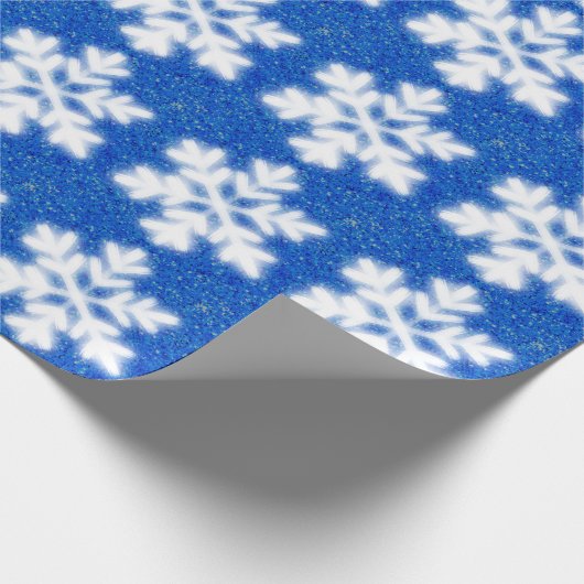 Frostig blaue Nordpol-Schneeflocken | funkelnder S Geschenkpapier (Ecke)