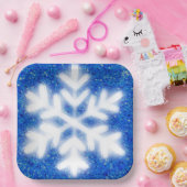 Frostig blaue Nordpol-Schneeflocken | funkelnder S Pappteller (Party)