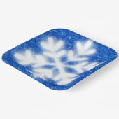 Frostig blaue Nordpol-Schneeflocken | funkelnder S Pappteller (Gewinkelt)