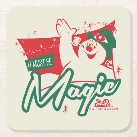 Frostig der Schneemann - Es muss magisch sein Rechteckiger Pappuntersetzer (Vorderseite)