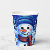 Frostig der Schneemann-Papiertasse Pappbecher (Rückseite)