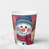 Frostig der Schneemann-Papiertasse Pappbecher (Vorderseite)