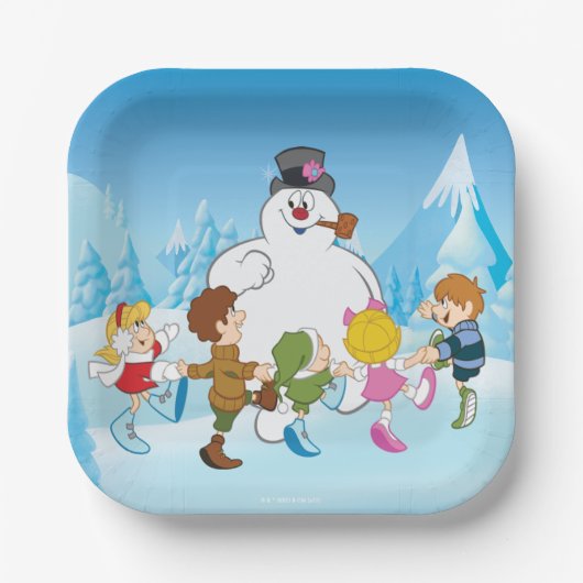 Frostig der Snowman™ Winter Pappteller (Vorderseite)