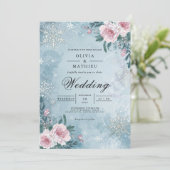 Frostig florale Winterszene Hochzeit Einladung (Stehend Vorderseite)