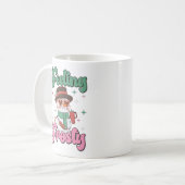 Frostig fühlender Retro-Schneemann  Kaffeetasse (Vorderseite Links)