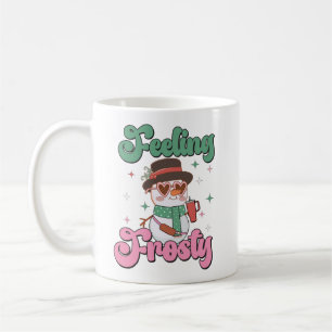 Frostig fühlender Retro-Schneemann Kaffeetasse