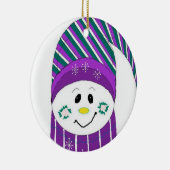 Frostig in gestreiftem Hut und Scarf Keramik Ornament (Rechts)