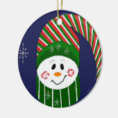 Frostig in gestreiftem Hut und Scarf Keramikornament (Links)