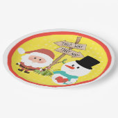 Frostig oder Santa? Wie geht es zu Weihnachten? Pl Pappteller (Schrägansicht)