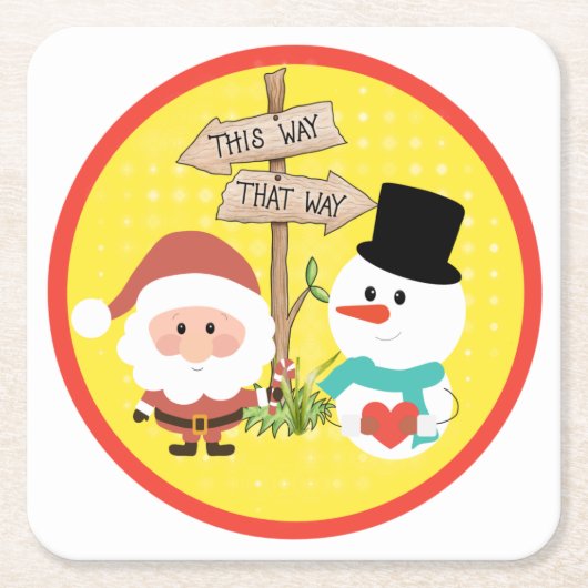 Frostig oder Santa? Wie geht es zu Weihnachten? Un Rechteckiger Pappuntersetzer (Vorderseite)