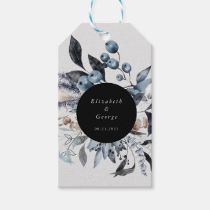 frostig staubige blaue blühende Monogramm-Geschenk Geschenkanhänger