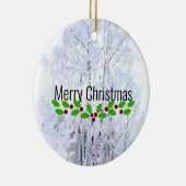 Frostige Birkenbäume, Weihnachtsgrüße Keramik Ornament (Rechts)