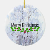 Frostige Birkenbäume, Weihnachtsgrüße Keramik Ornament (Hinten)