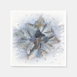 Frostige Blätter im Winter schneegrau Serviette